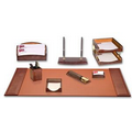 Brown 10-Piece Crocodile Embossed Leather Desk Set